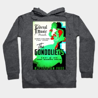 The Gondoliers vintage screen print in bright grunge green, 1937: Retro theatre poster, cleaned and restored Hoodie